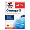 Illustration of the product packaging Doppelherz aktiv Omega-3 + Folic Acid + B6 + B12 front view
